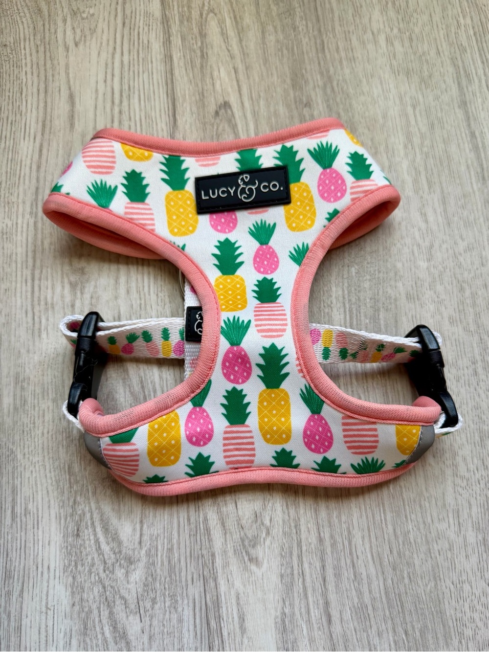Lucy & Co. - Pink Pineapple Print - Reversible Dog / Pet Harness - size Small